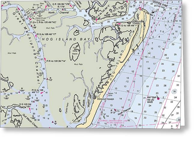 Hog Island-virginia Nautical Chart - Greeting Card