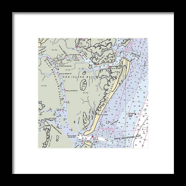 Hog Island-virginia Nautical Chart - Framed Print