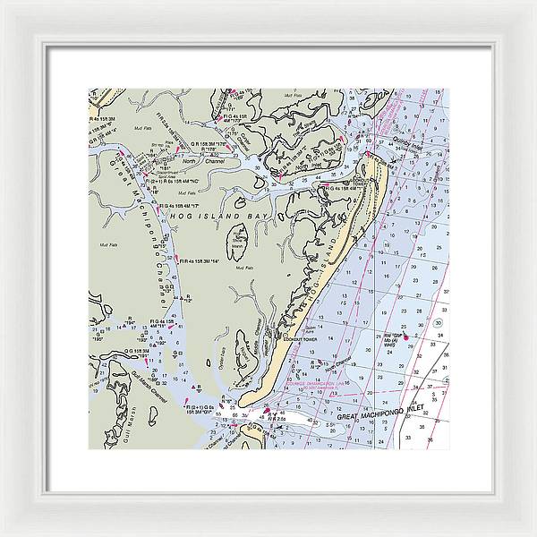 Hog Island-virginia Nautical Chart - Framed Print