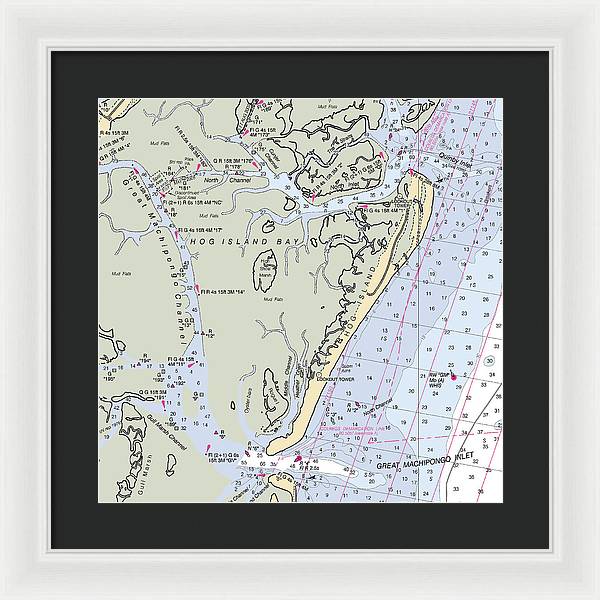 Hog Island-virginia Nautical Chart - Framed Print