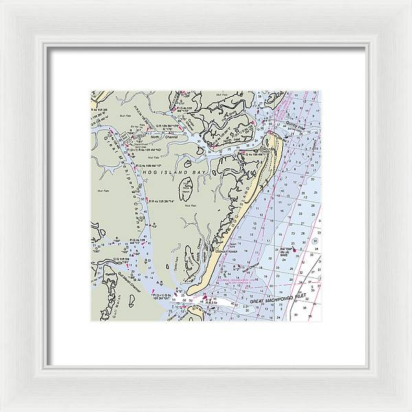 Hog Island-virginia Nautical Chart - Framed Print