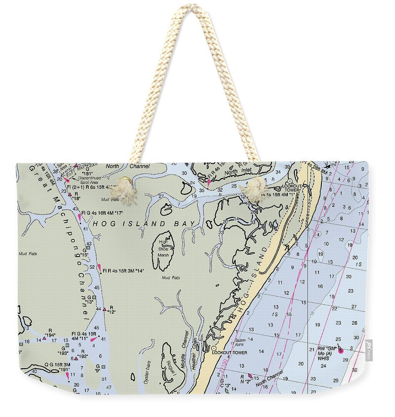 Hog Island-virginia Nautical Chart - Weekender Tote Bag