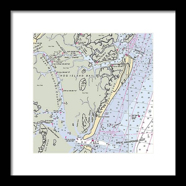 Hog Island-virginia Nautical Chart - Framed Print