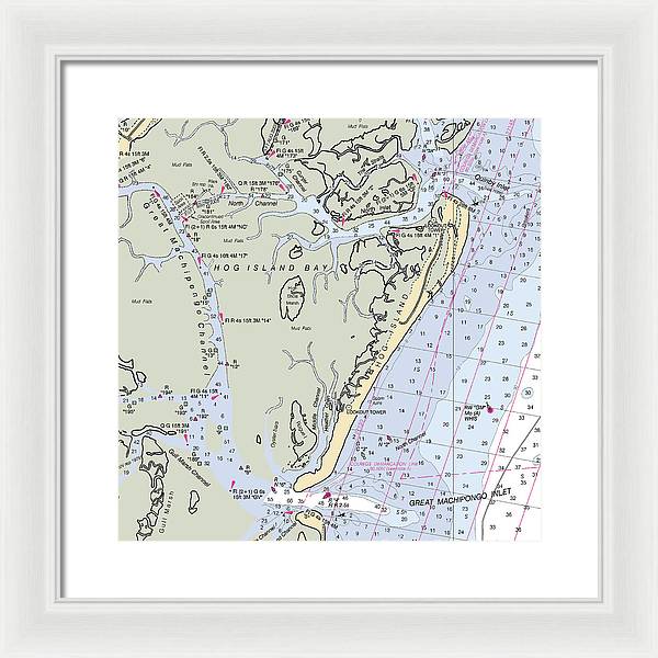 Hog Island-virginia Nautical Chart - Framed Print