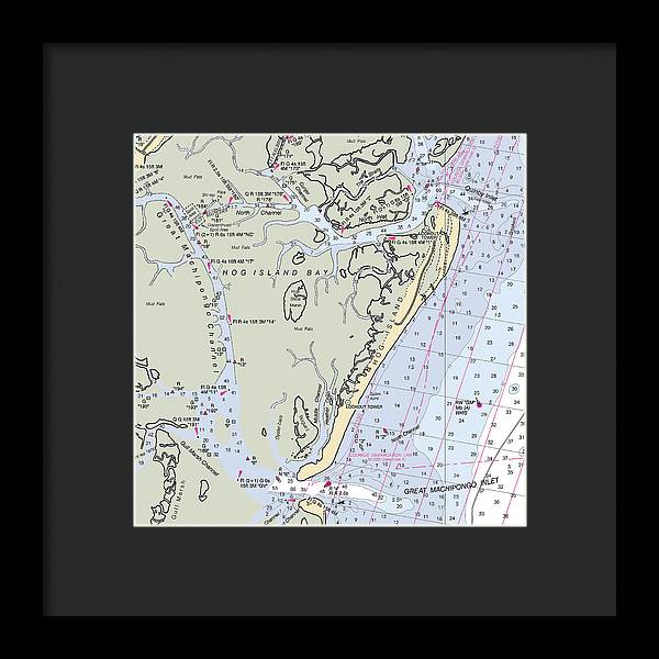 Hog Island-virginia Nautical Chart - Framed Print