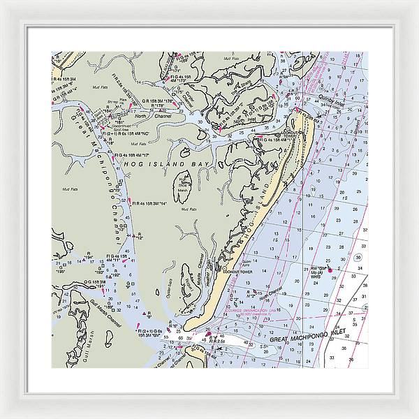 Hog Island-virginia Nautical Chart - Framed Print