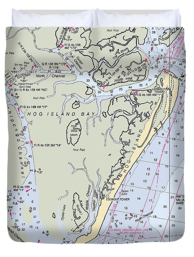 Hog Island-virginia Nautical Chart - Duvet Cover