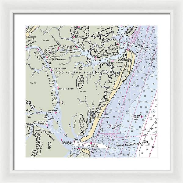 Hog Island-virginia Nautical Chart - Framed Print