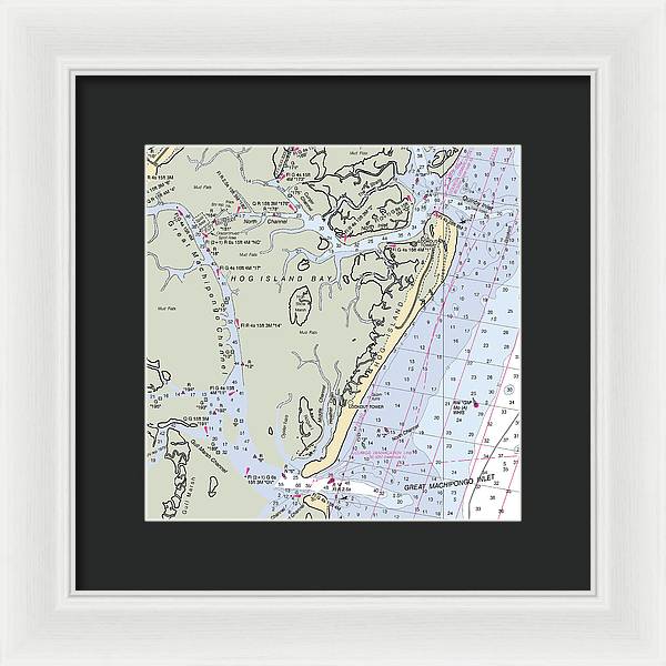 Hog Island-virginia Nautical Chart - Framed Print