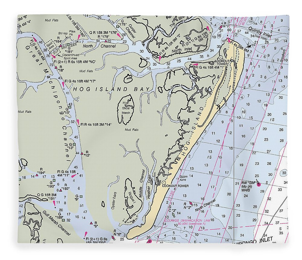 Hog Island Virginia Nautical Chart Blanket