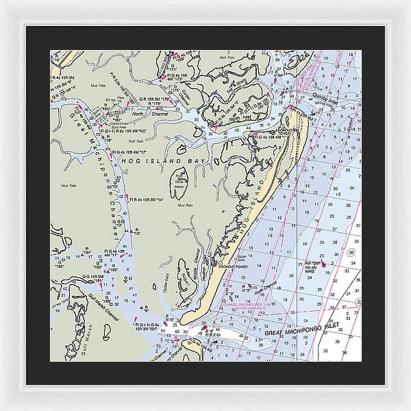 Hog Island-virginia Nautical Chart - Framed Print