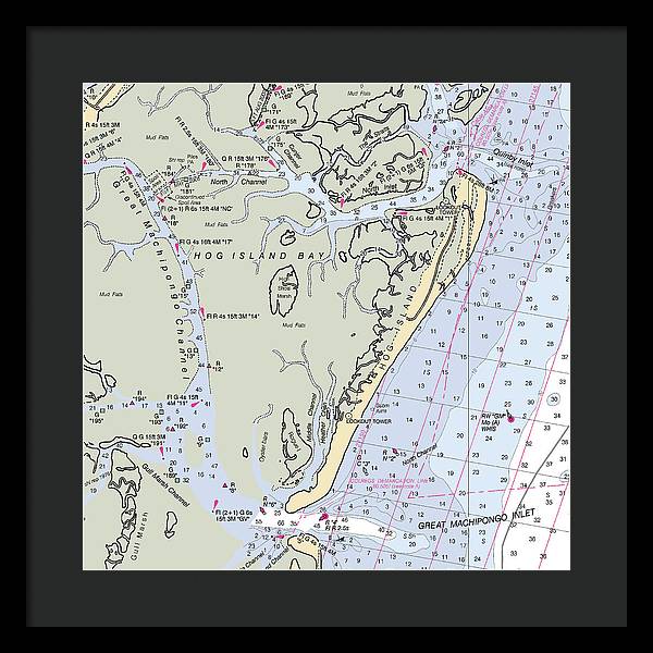 Hog Island-virginia Nautical Chart - Framed Print