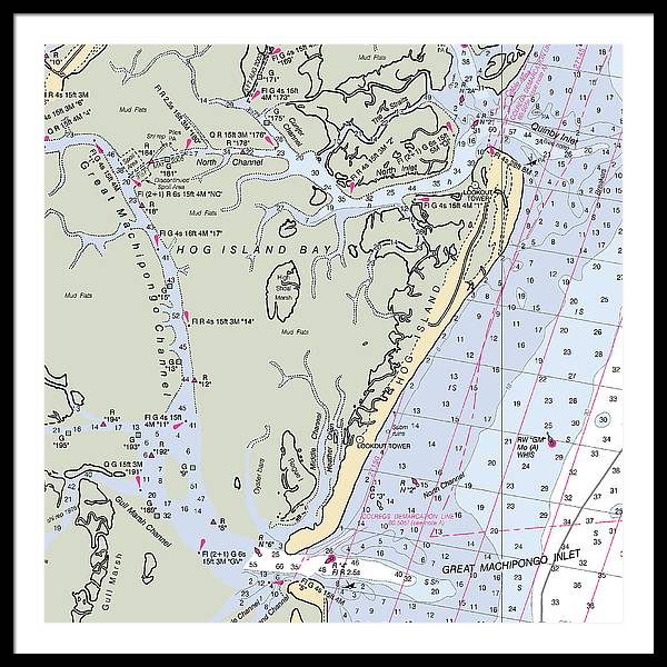 Hog Island-virginia Nautical Chart - Framed Print