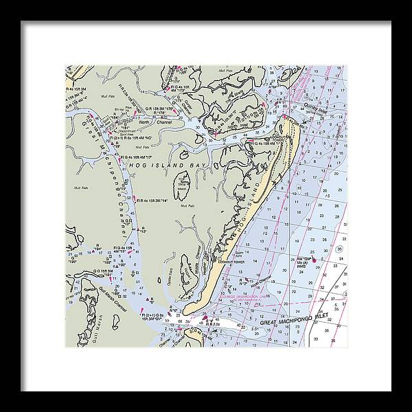 Hog Island-virginia Nautical Chart - Framed Print