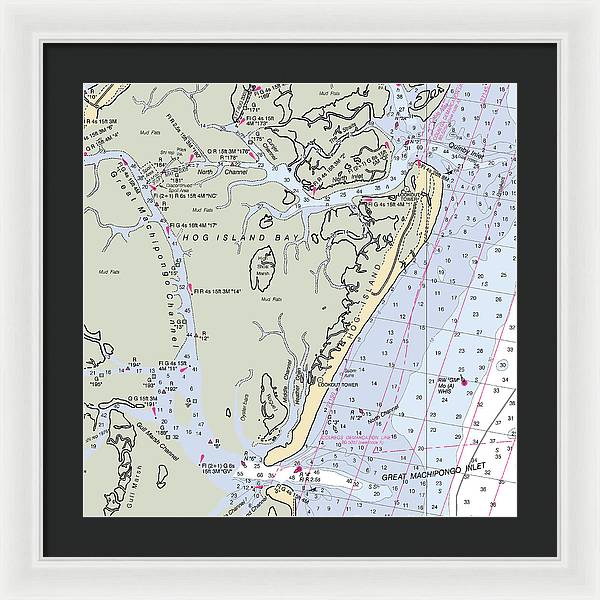 Hog Island-virginia Nautical Chart - Framed Print