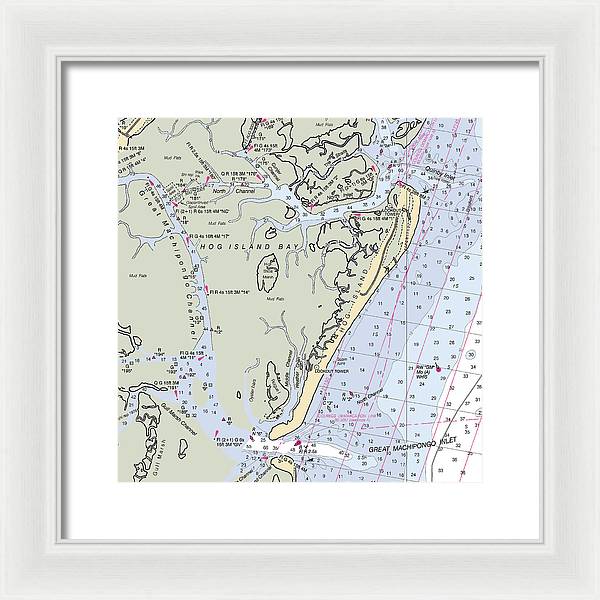 Hog Island-virginia Nautical Chart - Framed Print