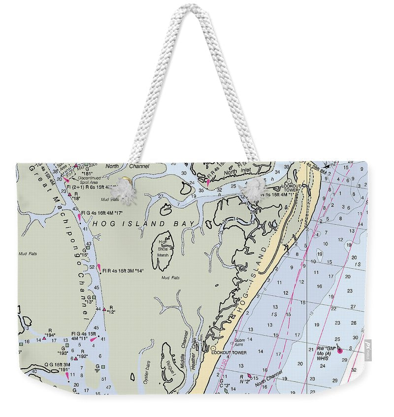 Hog Island-virginia Nautical Chart - Weekender Tote Bag