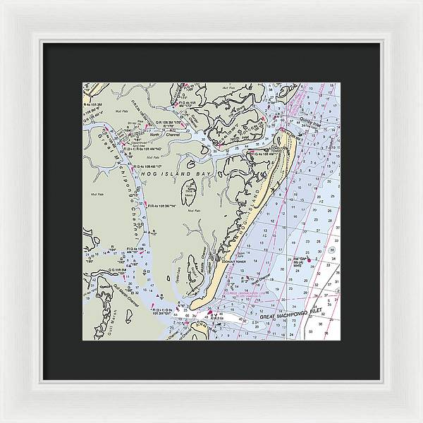 Hog Island-virginia Nautical Chart - Framed Print