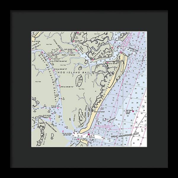 Hog Island-virginia Nautical Chart - Framed Print