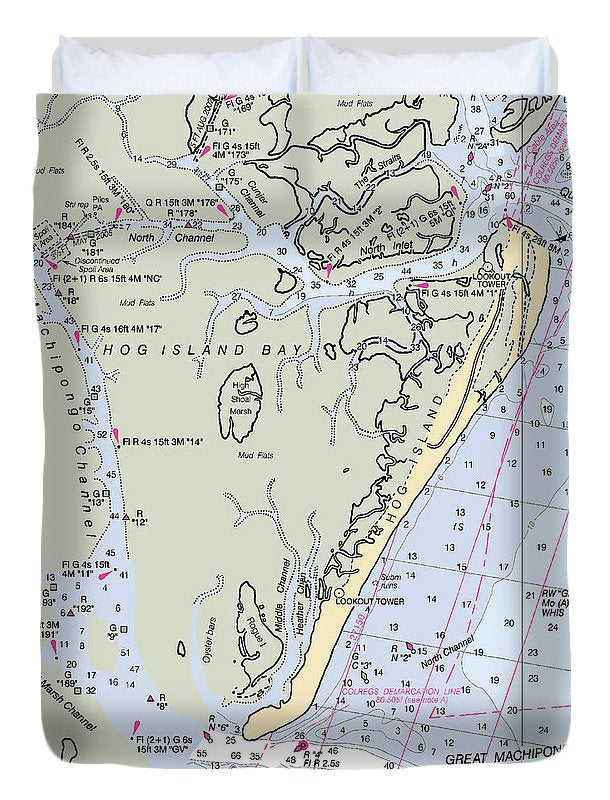 Hog Island-virginia Nautical Chart - Duvet Cover