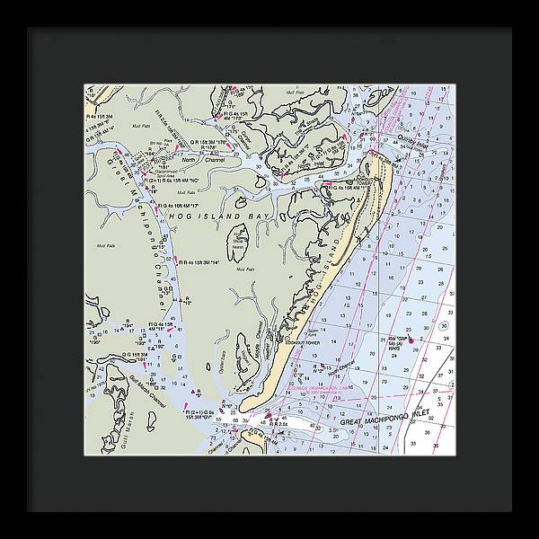 Hog Island-virginia Nautical Chart - Framed Print