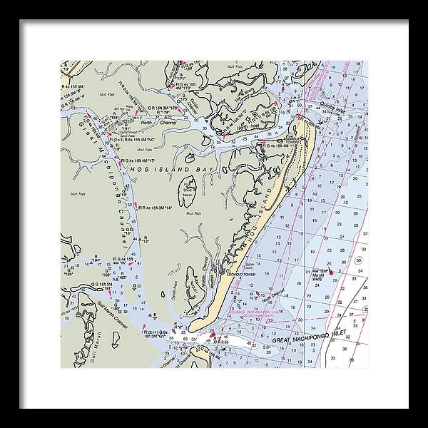 Hog Island-virginia Nautical Chart - Framed Print