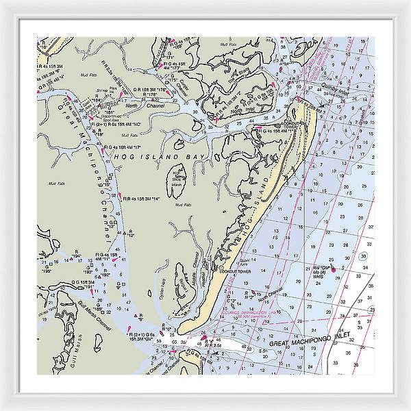 Hog Island-virginia Nautical Chart - Framed Print