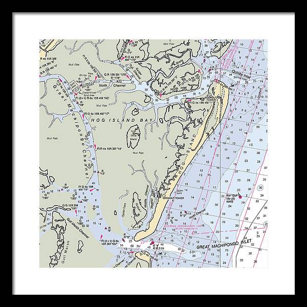 Hog Island-virginia Nautical Chart - Framed Print