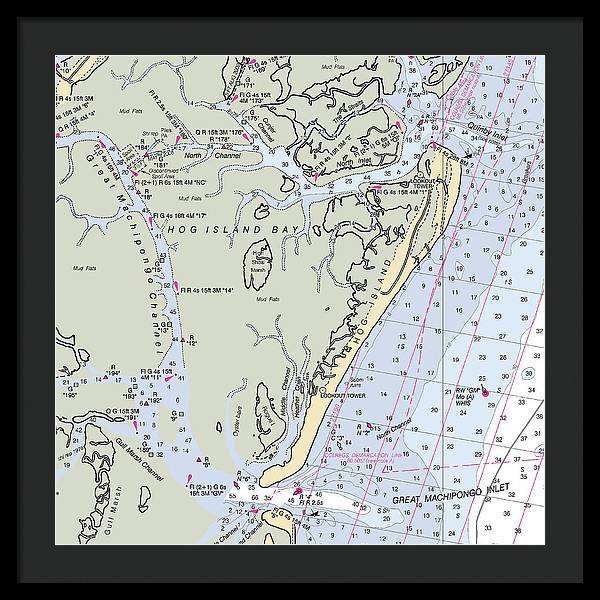 Hog Island-virginia Nautical Chart - Framed Print