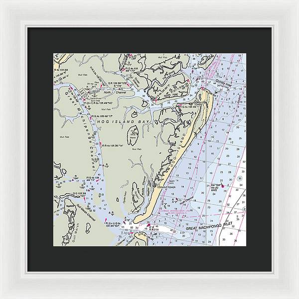 Hog Island-virginia Nautical Chart - Framed Print