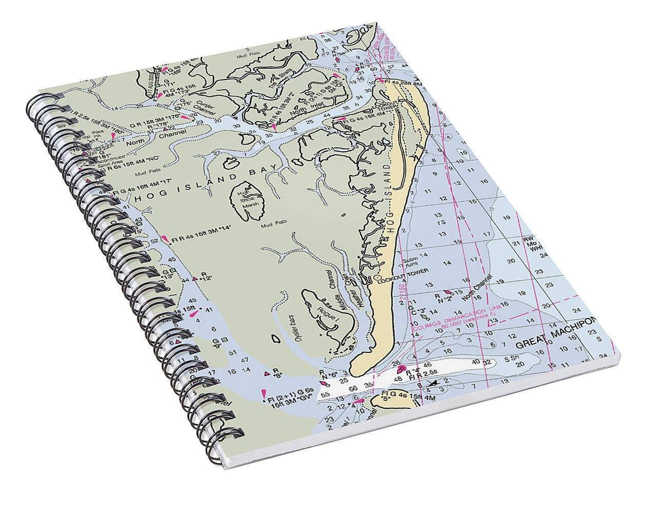 Hog Island-virginia Nautical Chart - Spiral Notebook