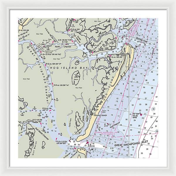 Hog Island-virginia Nautical Chart - Framed Print