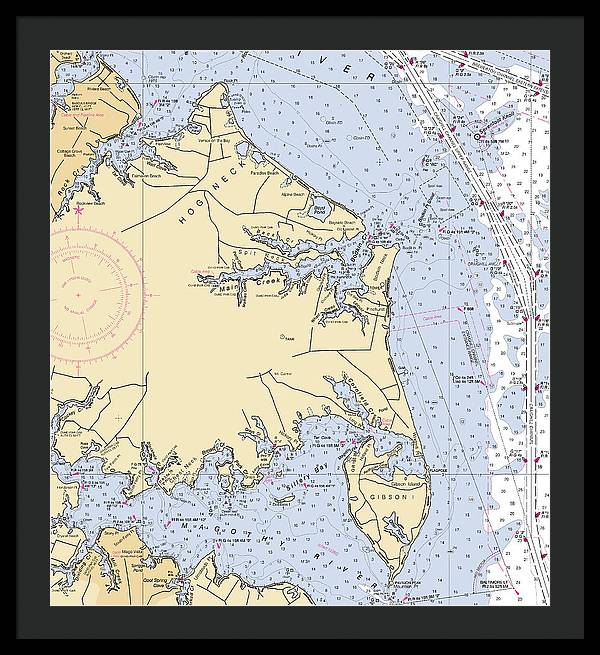 Hog Neck-maryland Nautical Chart - Framed Print