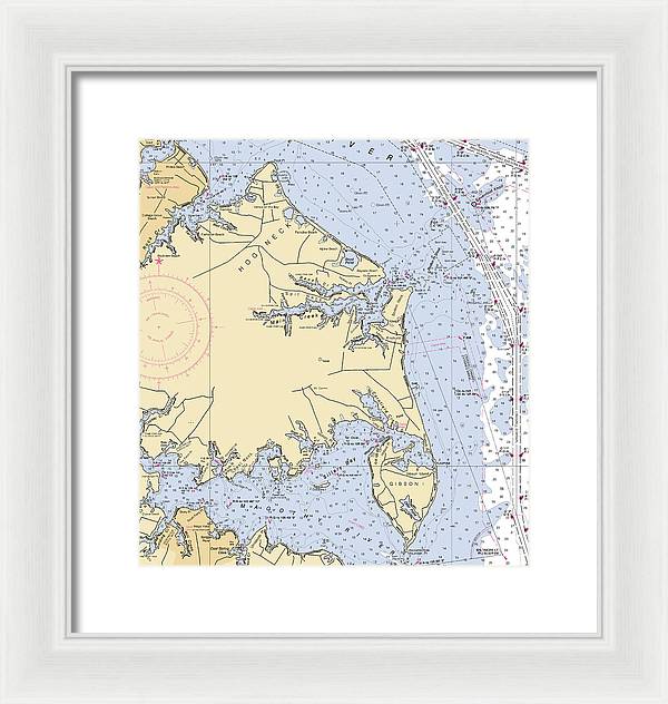 Hog Neck-maryland Nautical Chart - Framed Print