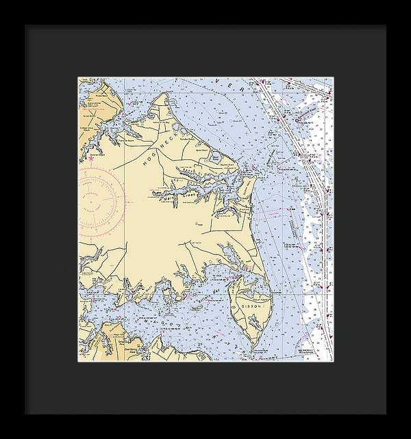 Hog Neck-maryland Nautical Chart - Framed Print