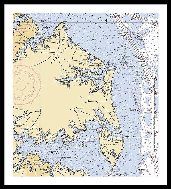 Hog Neck-maryland Nautical Chart - Framed Print