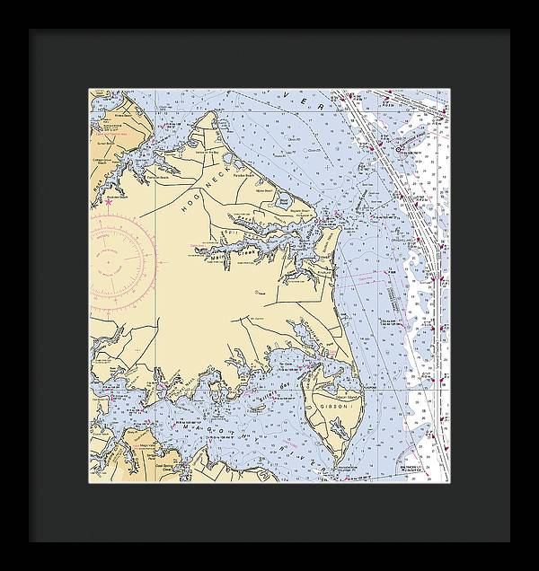 Hog Neck-maryland Nautical Chart - Framed Print