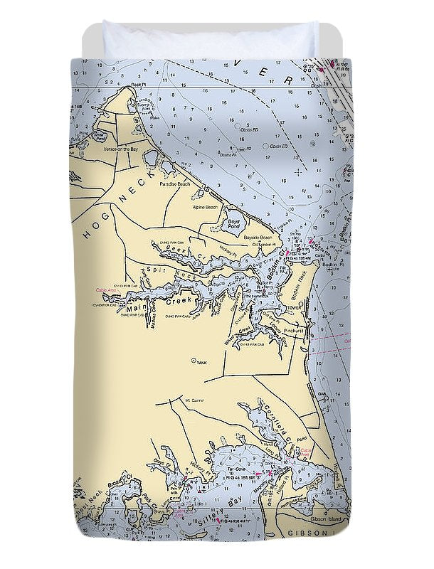 Hog Neck-maryland Nautical Chart - Duvet Cover