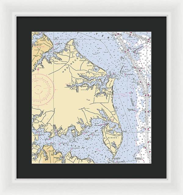 Hog Neck-maryland Nautical Chart - Framed Print