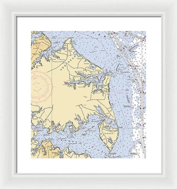 Hog Neck-maryland Nautical Chart - Framed Print