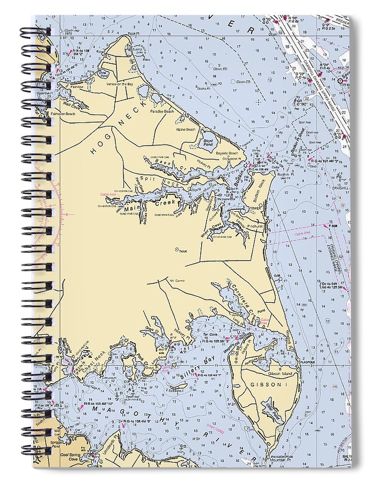 Hog Neck Maryland Nautical Chart Spiral Notebook