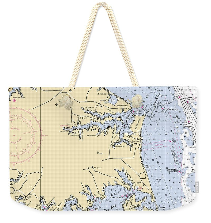 Hog Neck-maryland Nautical Chart - Weekender Tote Bag