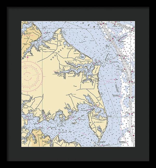 Hog Neck-maryland Nautical Chart - Framed Print