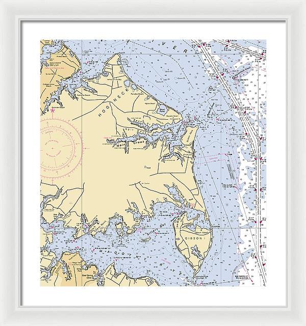 Hog Neck-maryland Nautical Chart - Framed Print