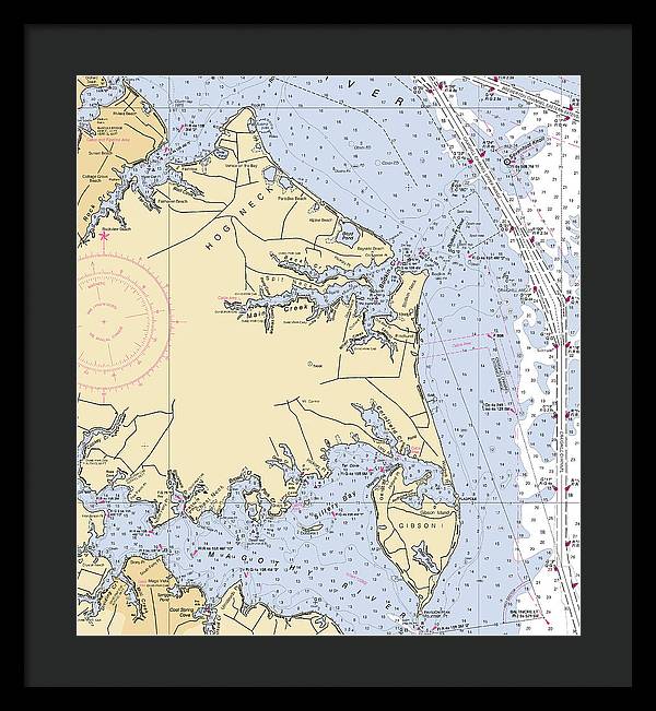 Hog Neck-maryland Nautical Chart - Framed Print