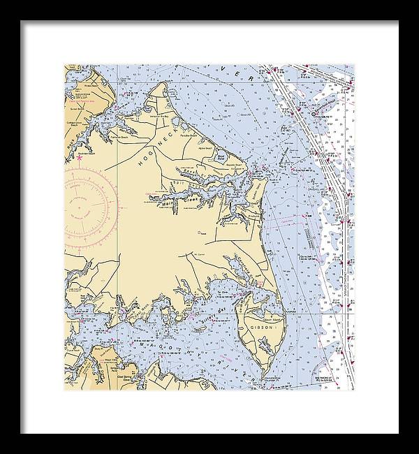 Hog Neck-maryland Nautical Chart - Framed Print