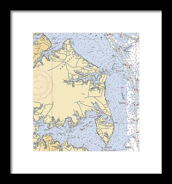 Hog Neck-maryland Nautical Chart - Framed Print