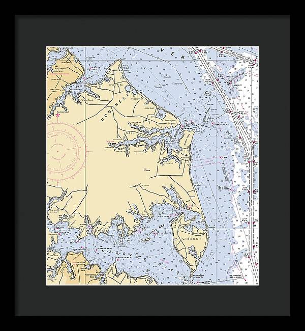 Hog Neck-maryland Nautical Chart - Framed Print