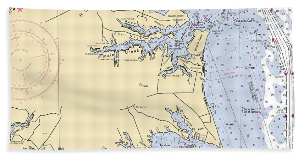 Hog Neck-maryland Nautical Chart - Beach Towel