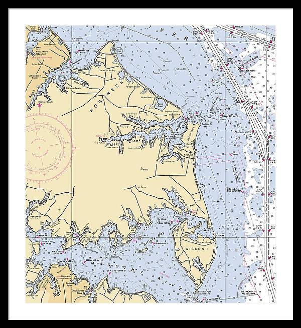 Hog Neck-maryland Nautical Chart - Framed Print